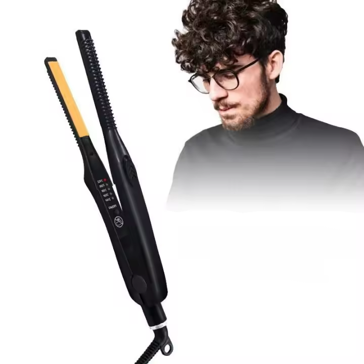 Plancha de pelo 2 en 1, rizador de pelo, plancha plana de cerámica profesional para cabello corto, alisador de barba para mujeres y hombres - 1