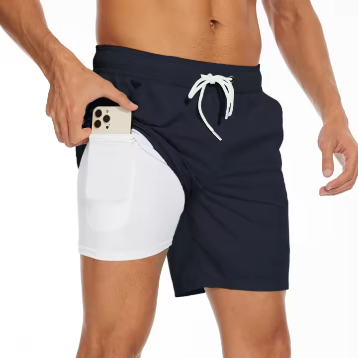 Traje de baño para hombre con forro de compresión, pantalones cortos de secado rápido, pantalones cortos de baño para playa-551-3 - 1