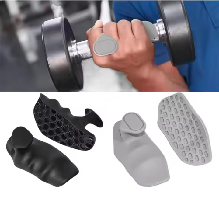 Empuñaduras ergonómicas para levantamiento de pesas, guantes elásticos en forma de panal para entrenamiento y gimnasio, empuñaduras de palma de silicona antideslizantes gruesas, 1 par - 1