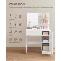 Tocador con Espejo, 2 Estantes Regulables Detrás de la Puerta y 1 Cajón, Blanco Nube - details 2