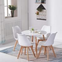 Mesa de Comedor, Estilo escandinavo Ronda Mesa y Patas de Madera de Haya, 80*72 cm, Color Blanco - details 1
