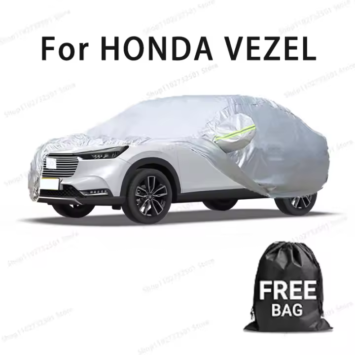 Funda de coche para HONDA VEZEL, cubierta completa, cubierta de protección solar impermeable, accesorios para coches resistentes a los arañazos, color plateado - 1