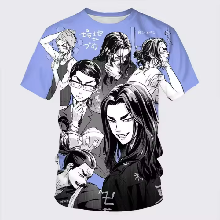 Nuevo Anime Tokyo Avengers 3D impreso de talla grande para hombres y mujeres camisetas Unisex Casual deportes de calle de secado rápido transpirable - 1