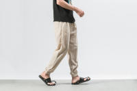 Pantalones casuales de calabazas para hombre, calabazas de lino, de moda, con puños - details 5