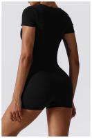 Mono de Yoga de Manga Corta para Mujer Ajustado Secado Rápido Entrenamiento de Danza Traje de Fitness Conjunto de Salto Alto Material Exterior de Nylon - details 15