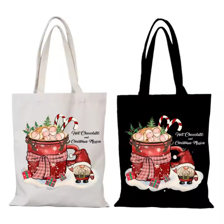 Bolsa de lona para mujer, regalo de Año Nuevo, bolsos para mujer, Feliz Navidad, bolso de mano para mujer, bolso de compras, bolso de compras ecológico, compras de tela - 1