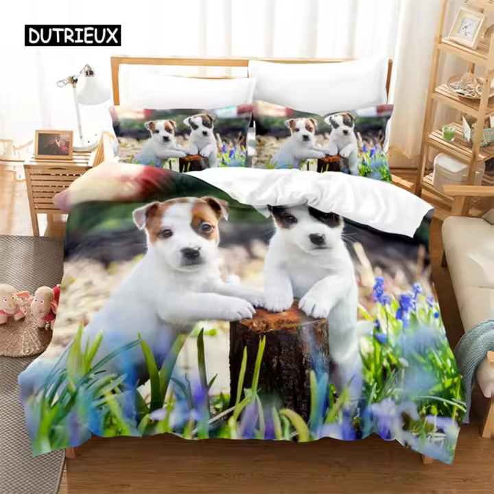 Juego de Ropa de Cama 3D de Moda para Mascotas Cubierta de Edredón Tamaño Rey - 1
