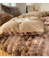 Juego de ropa de cama cálida de piel sintética de conejo, funda de edredón cálida transpirable, agradable a la piel, Queen, acogedor, Otoño e Invierno - details 9