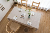 Mantel antimanchas rectangular, Diseño cuadrado de bordes para Decoración de mesa de Comedor - details 21