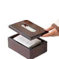 Caja de pañuelos de escritorio de madera de nogal de imitación, soporte para servilletas de madera Vintage, caja de almacenamiento de papel cuadrada de estilo Simple para el hogar - details 2