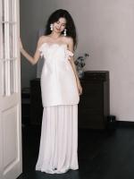 Vestido de Novia de Alta Gama Estilo Francés Ligero Vestido de Compromiso Blanco sin Correas - details 0