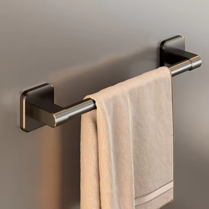 Toallero autoadhesivo sin perforación, barra de toalla de aleación de aluminio, estantes de baño para el hogar, nuevo - 1
