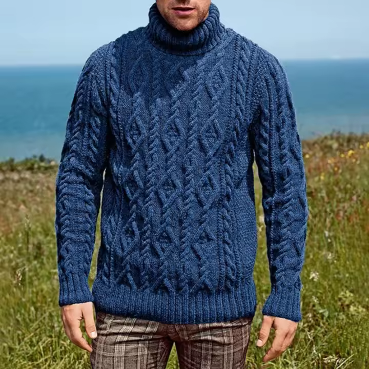 2025 Suéter de moda de punto con cuello alto para hombre, talla grande, - 1