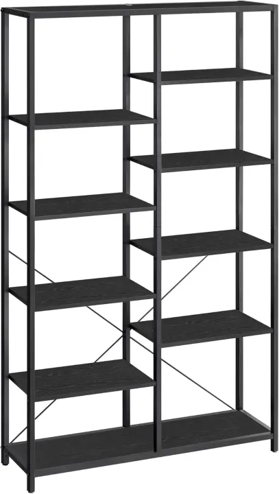 Estante de Libros de 5 Niveles Diseño Rústico Marrón y Negro Ideal para Sala, Baño, Cocina - 1
