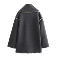 Chaqueta elegante suelta de media temporada para mujer, cuello con bufanda en zigzag, ropa de moda, otoño e invierno, 2024 - details 2