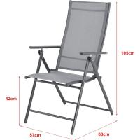 Juego de 2 Sillas Plegables de Jardín Kalamata Silla de Exterior Asiento para Terraza Balcón Patio con Reposabrazos y Respaldo Ajustable Patas de Acero 105 x 57 x 68 cm - details 2