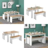 Mesa de comedor Sentio, antracita/roble dorado, 90 x 140 cm con 2 bancos - details 23