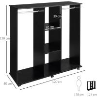 Armario de Ropa con Ruedas Organizador de Ropa de Dormitorio de 120x40x128cm en Negro - details 2