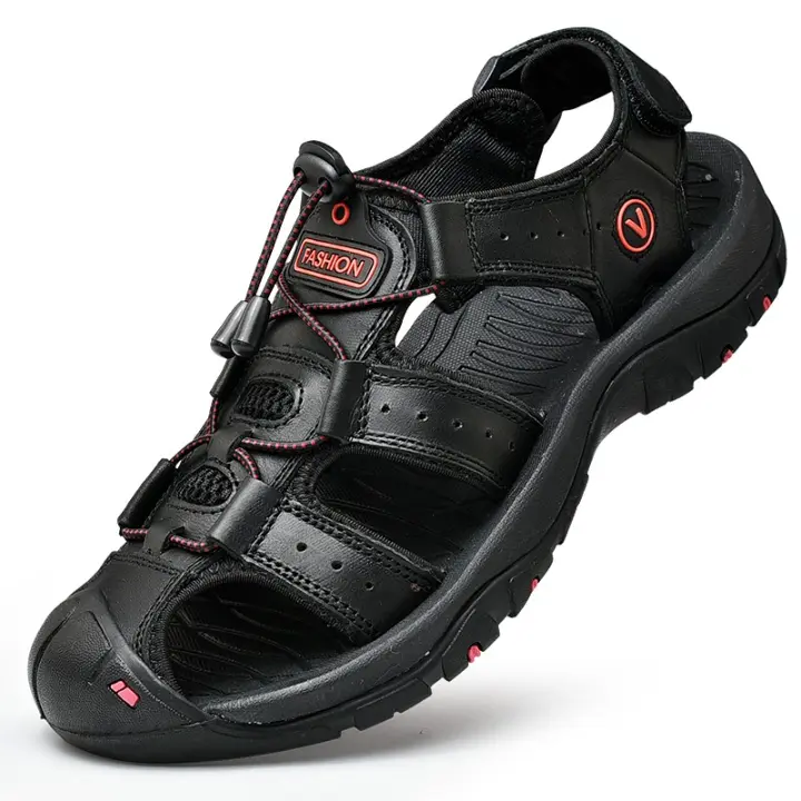 GIOIO Sandalias De Cuero Genuino Para Hombre, Zapatos De Verano Resistentes Al Agua Para Exteriores, Sandalias De Cuero Para Hombre - 1