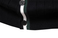 Suéter de manga larga con cuello en V para hombre, chaqueta de punto acanalada de color en contraste de moda - details 19