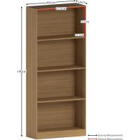 Estantería Grande de 4 Niveles, de Madera de Roble, Unidad de Almacenamiento para Oficina, Sala, 140 x 60 x 24 cm - details 2