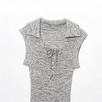 ZOCI- novedad de verano, minivestido sin mangas con solapa decorada con lazo, sencillo, ajustado, informal a la moda para mujer - details 9