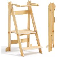 Ajustable en Altura de 2 escalones,Torre Multiusos para Niños Fácil de Montar (Color de la Madera) - details 0