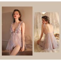 Picardías de encaje para mujer, camisón de malla con cuello en V profundo sin mangas, Sexy, exótico, caliente - details 18