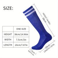 1 Par de Calcetines de Fútbol Antideslizantes hasta la Rodilla para Hombres y Mujeres - Transpirables, Duraderos de Mezcla de Nylon y Poliéster, Medias Atléticas a Rayas para Deportes, Ciclismo y Correr - Lavables a Máquina - details 0