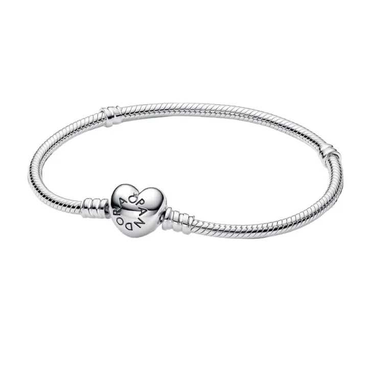Pandora Moments Pulsera de Cadena de Serpiente con Cierre de Corazón para Mujer Original caja de regalo, perfecta para regalar - 1