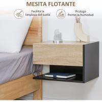 2 Mesitas de Noche Flotantes Mesitas de Noche Colgantes con 1 Cajón y Estante Abierto para Dormitorio 46x30x30 cm - details 11