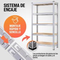 Estanterías Metálicas 5 Niveles Almacenamiento 170x75x30cm Carga máxima de 350kg Metal galvanizado - details 4