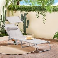 Tumbona, Tumbona de Relación con Respaldo Reclinable y Parasol, Tumbona Plegable OGS48-MI ES - details 1