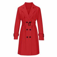 Abrigo de Trench de Moda Casual para Mujer con Cinturón Desmontable y Bolsillos Diseño de Cierre de Doble Botonadura Material Exterior de Poliéster Abrigo de Tren de Largo Medio para Otoño/Invierno - details 7