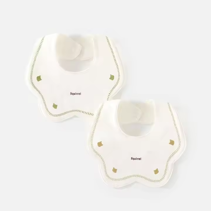 Paño giratorio absorbente de algodón para niña para hipo, toalla para saliva, babero para dentición de bebé, 2 piezas - 1