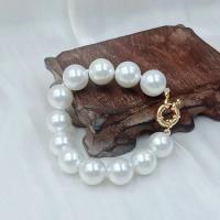 Pulsera elástica de 14mm para mujer, cuentas de perlas de concha Natural, redondas, grandes y exageradas, joyería de 7-9 pulgadas - details 1