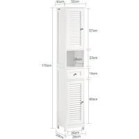 Armario para baño Alto Mueble Columna de Baño Estanterías de Baño con 2 Puertas y 1 Cajón Blanco - details 2