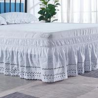 Elegante falda de cama bordada en blanco, resistente a las arrugas y a la decoloración, 15 pulgadas de altura - details 5