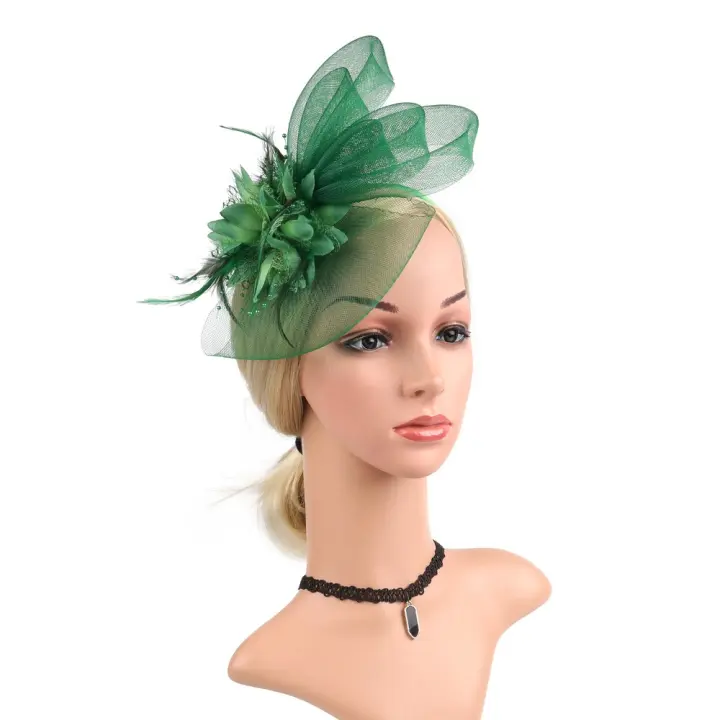 Vestido formal, sombrero de copa pequeño, diadema, tocado con cuentas transparentes Retro británico, tocado exquisito con clip para la oreja - 1