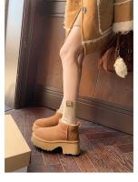 Zapatos de algodón de cuero con plataforma de tacón alto, botines cortos de terciopelo con tacón grueso, botines de tacón bajo. - details 26