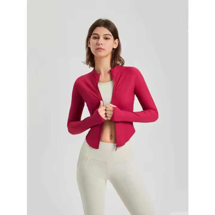 Ropa de yoga, tops deportivos de otoño e invierno para mujer, cremallera ajustada, chaquetas informales de manga larga, ropa para correr y fitness - 1
