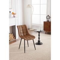 Pack de 2 Sillas de Comedor Asiento de Cuero Artificial Silla Diseño Silla Tapizada Estructura Metálica Sillón con Respaldo Silla de Cocina Marrón Claro BH207hbr-2 - details 3