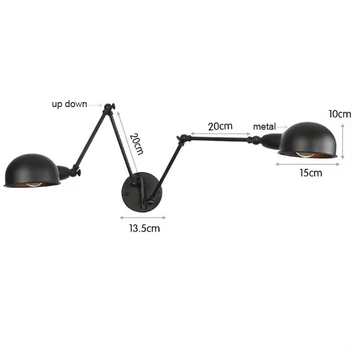 Lámpara de pared de doble brazo oscilante para interiores, candelabro moderno para dormitorio, luz de lectura, decoración de iluminación E27, novedad - 1