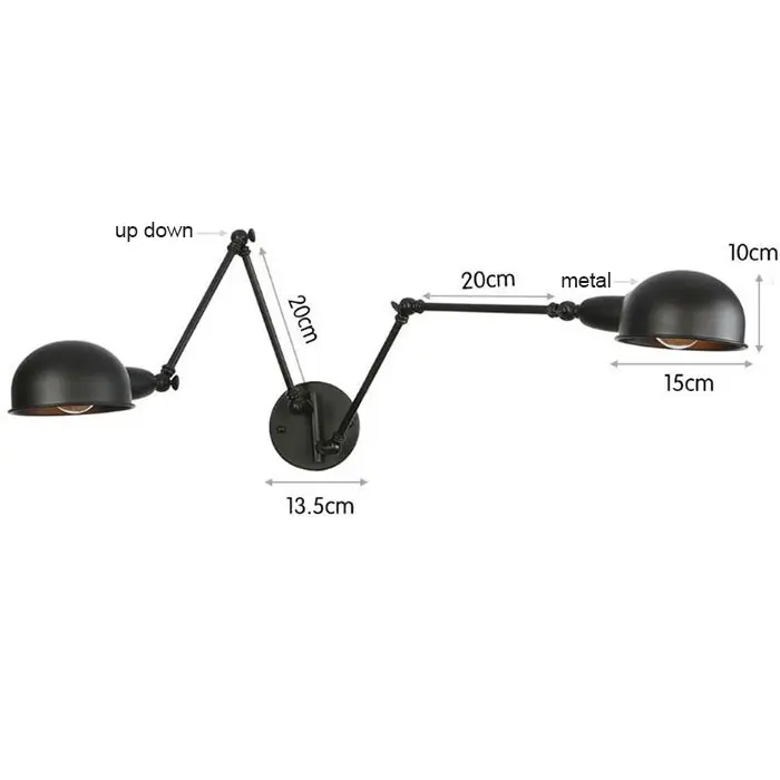 Lámpara de pared de doble brazo oscilante para interiores, candelabro moderno para dormitorio, luz de lectura, decoración de iluminación E27, novedad - 1