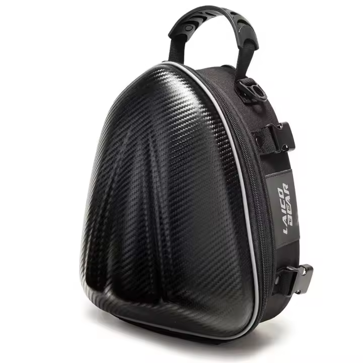 Mochila trasera impermeable de fibra de carbono para motocicleta, paquete de asiento trasero, Kit cruzado, bolsa para casco - 1