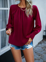 Top elegante de manga larga con cuello de encaje para mujer, ropa Lisa para otoño e invierno, 2023 - details 7
