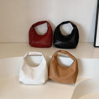 Bolso de hombro tejido en relieve para mujer, bolsa de mano de cuero PU suave, con asa superior pequeña, informal, para uso diario - details 18