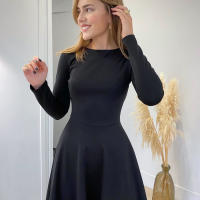 2025 otoño e invierno nueva falda acampanada de manga larga con cuello redondo temperamento elegante casual adelgazante versátil - details 2