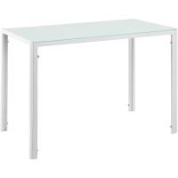 Elegante mesa de comedor con encimera de cristal 105cm x 60cm x 75cm blanco - details 0