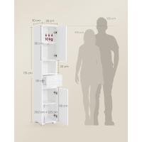 Mueble de Baño Armario de Almacenamiento con Cajón Estantería Regulable Blanco 30 x 30 x 170 cm - details 2